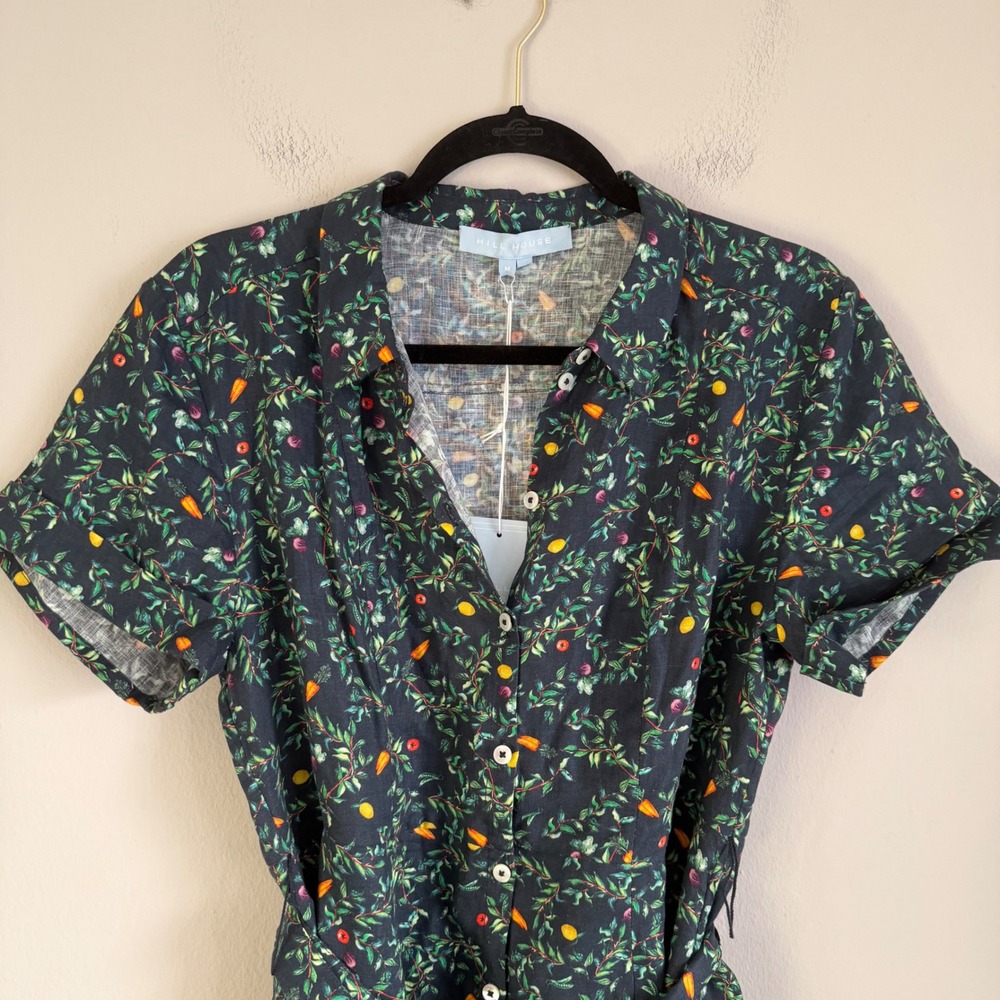 NWT Hill House Laura Dress Midnight Garden linen fruit veggie preppy whimsy - Picture 4 of 9